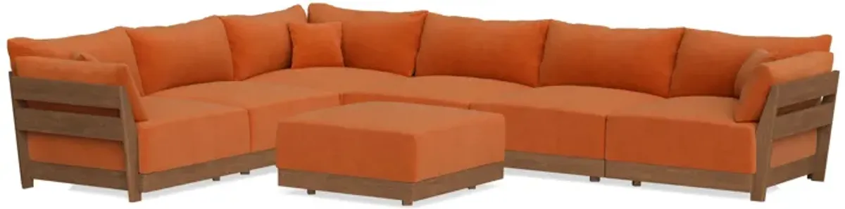 Modular Bondi Espresso 6-Seater Corner Sectional + Ottoman in Terracotta | Memory Foam Blend