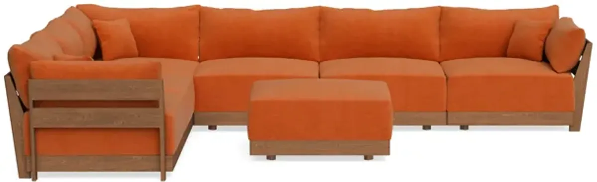 Modular Bondi Espresso 6-Seater Corner Sectional + Ottoman in Terracotta | Memory Foam Blend