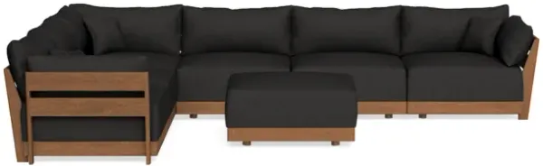 Modular Bondi Espresso 6-Seater Corner Sectional + Ottoman in Peppercorn | Memory Foam Blend