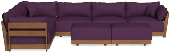 Modular Bondi Espresso 6-Seater Corner Sectional + Bench Ottoman in Aubergine | Memory Foam Blend