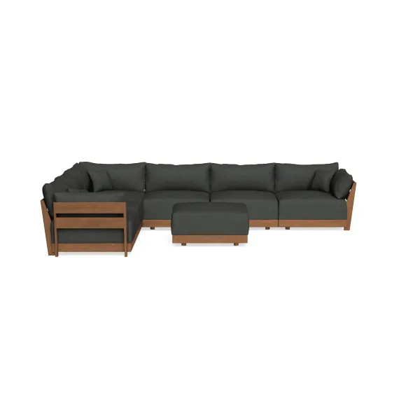 Modular Bondi Espresso 6-Seater Corner Sectional + Ottoman in Raven Gray | Memory Foam Blend