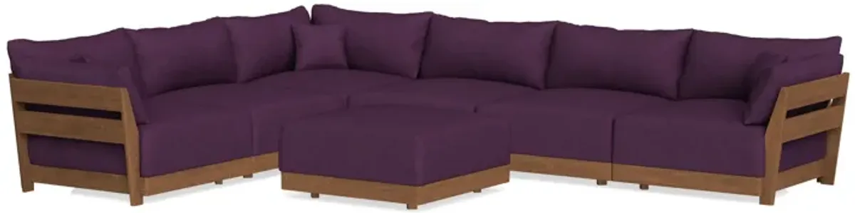 Modular Bondi Espresso 6-Seater Corner Sectional + Ottoman in Aubergine | Memory Foam Blend