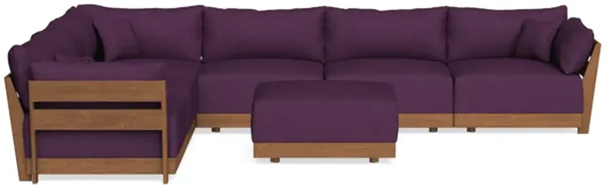Modular Bondi Espresso 6-Seater Corner Sectional + Ottoman in Aubergine | Memory Foam Blend