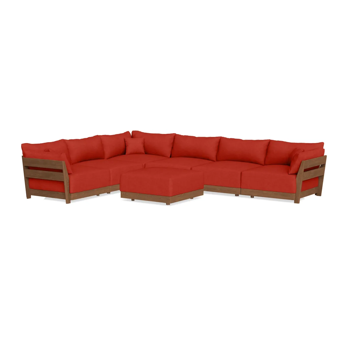 Modular Bondi Espresso 6-Seater Corner Sectional + Ottoman in Cayenne | Memory Foam Blend