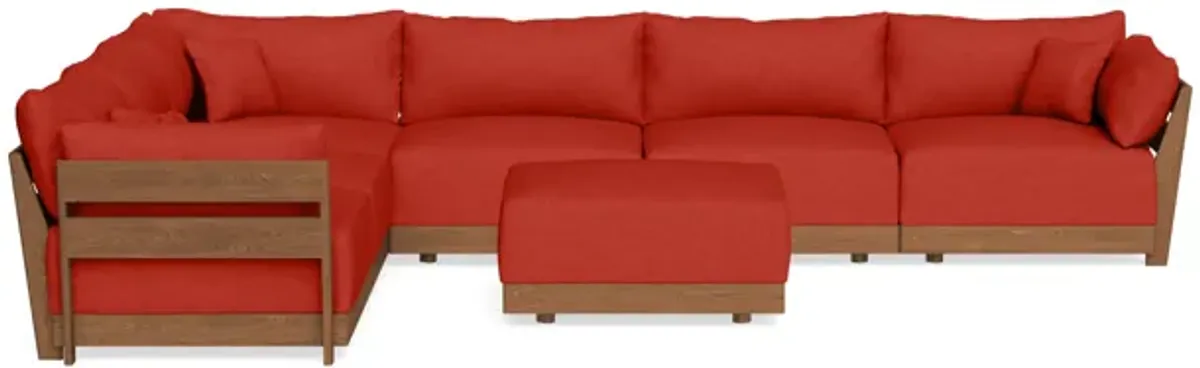Modular Bondi Espresso 6-Seater Corner Sectional + Ottoman in Cayenne | Memory Foam Blend