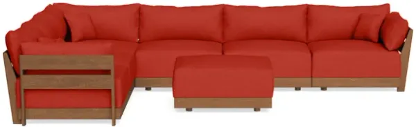 Modular Bondi Espresso 6-Seater Corner Sectional + Ottoman in Cayenne | Memory Foam Blend