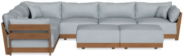 Modular Bondi Espresso 6-Seater Corner Sectional + Bench Ottoman in Ash | Memory Foam Blend