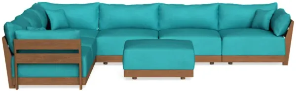 Modular Bondi Espresso 6-Seater Corner Sectional + Ottoman in Pool | Memory Foam Blend