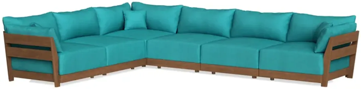 Modular Bondi Espresso 6-Seater Corner Sectional in Pool | Memory Foam Blend