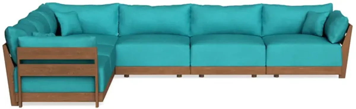 Modular Bondi Espresso 6-Seater Corner Sectional in Pool | Memory Foam Blend