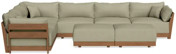 Modular Bondi Espresso 6-Seater Corner Sectional + Bench Ottoman in Cappuccino | Memory Foam Blend