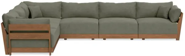 Modular Bondi Espresso 6-Seater Corner Sectional in Olive | Memory Foam Blend