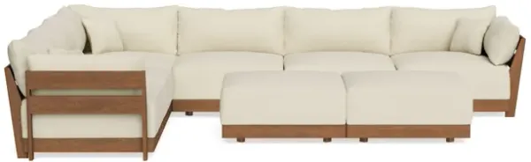 Modular Bondi Espresso 6-Seater Corner Sectional + Bench Ottoman in Parchment | Memory Foam Blend