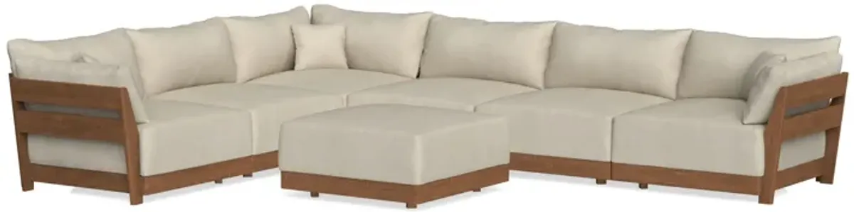 Modular Bondi Espresso 6-Seater Corner Sectional + Ottoman in Almond | Memory Foam Blend