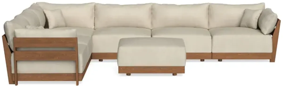 Modular Bondi Espresso 6-Seater Corner Sectional + Ottoman in Almond | Memory Foam Blend