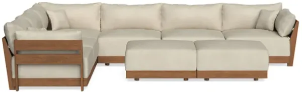 Modular Bondi Espresso 6-Seater Corner Sectional + Bench Ottoman in Almond | Memory Foam Blend