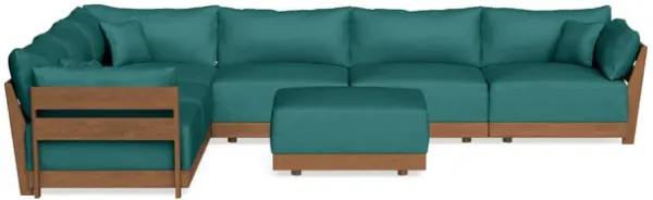Modular Bondi Espresso 6-Seater Corner Sectional + Ottoman in Teal | Memory Foam Blend