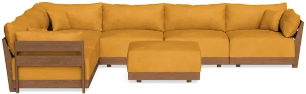 Modular Bondi Espresso 6-Seater Corner Sectional + Ottoman in Amber | Memory Foam Blend