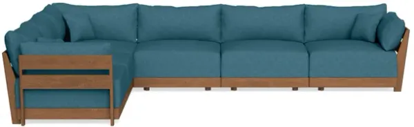 Modular Bondi Espresso 6-Seater Corner Sectional in Aegean Blue | Memory Foam Blend