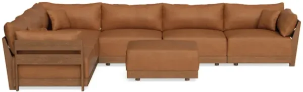 Modular Bondi Espresso 6-Seater Corner Sectional + Ottoman in Whiskey | Memory Foam Blend