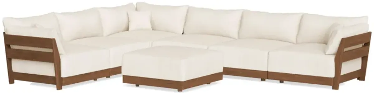 Modular Bondi Espresso 6-Seater Corner Sectional + Ottoman in Powder | Memory Foam Blend
