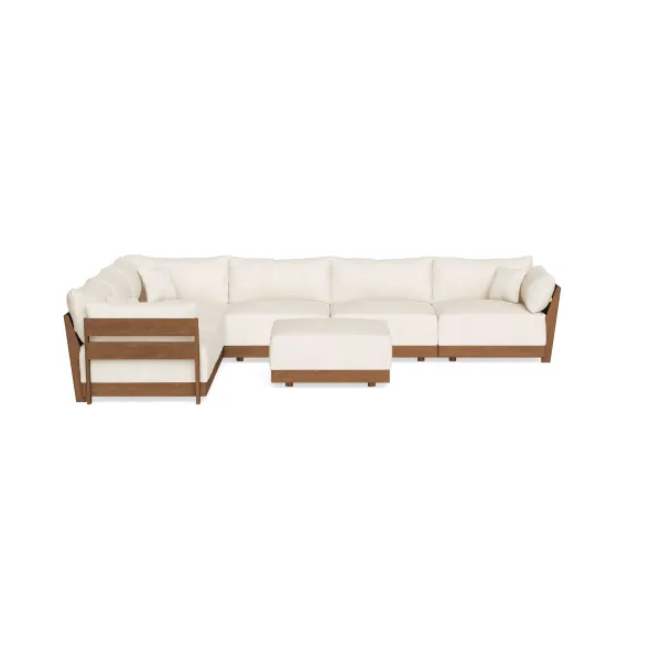 Modular Bondi Espresso 6-Seater Corner Sectional + Ottoman in Powder | Memory Foam Blend