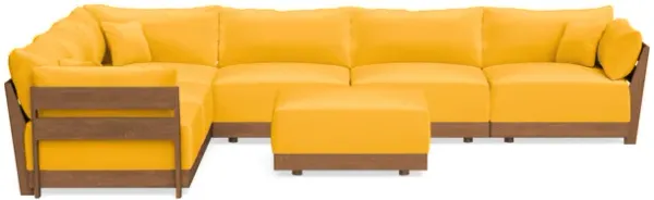 Modular Bondi Espresso 6-Seater Corner Sectional + Ottoman in Marigold | Memory Foam Blend