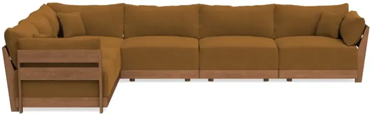 Modular Bondi Espresso 6-Seater Corner Sectional in Cognac | Memory Foam Blend