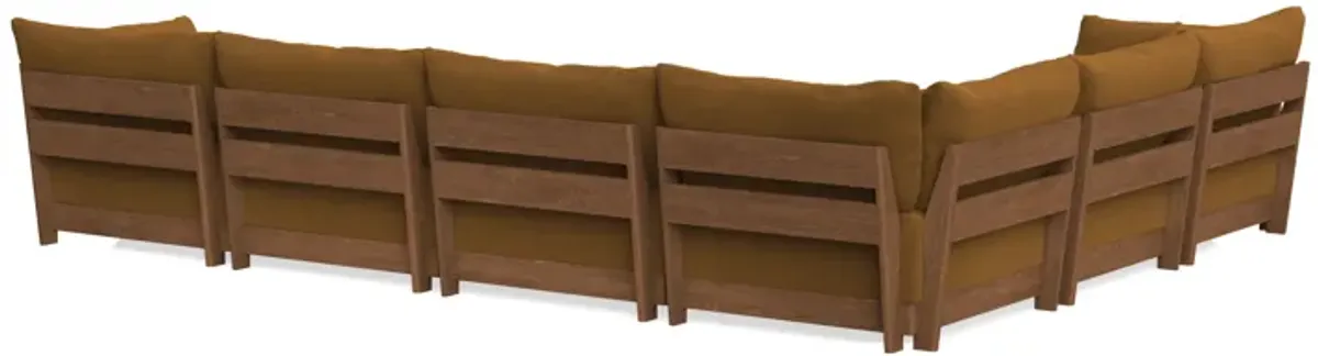 Modular Bondi Espresso 6-Seater Corner Sectional + Ottoman in Cognac | Memory Foam Blend