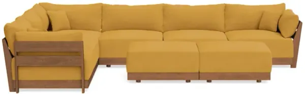 Modular Bondi Espresso 6-Seater Corner Sectional + Bench Ottoman in Honey | Memory Foam Blend