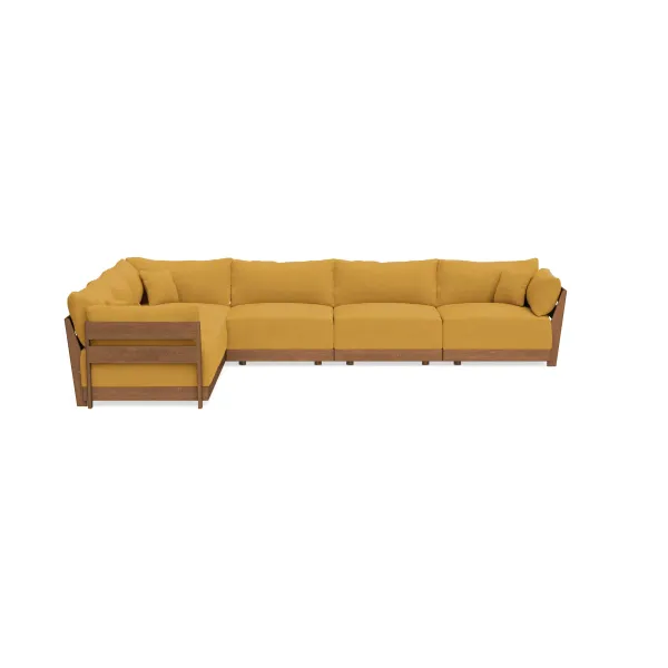 Modular Bondi Espresso 6-Seater Corner Sectional in Honey | Memory Foam Blend