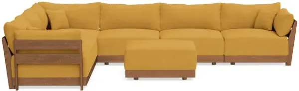Modular Bondi Espresso 6-Seater Corner Sectional + Ottoman in Honey | Memory Foam Blend