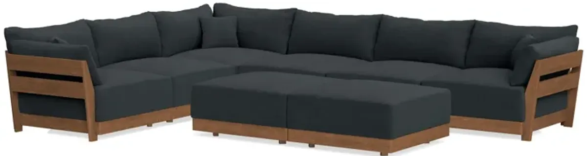 Modular Bondi Espresso 6-Seater Corner Sectional + Bench Ottoman in Obsidian | Memory Foam Blend