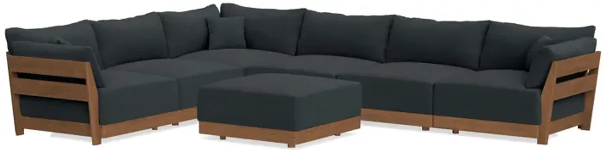 Modular Bondi Espresso 6-Seater Corner Sectional + Ottoman in Obsidian | Memory Foam Blend