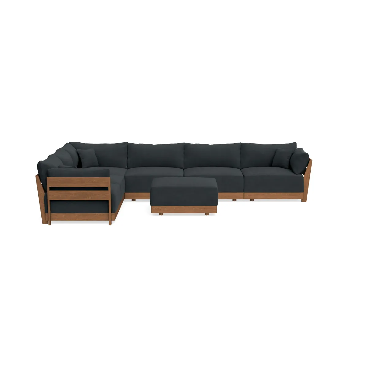 Modular Bondi Espresso 6-Seater Corner Sectional + Ottoman in Obsidian | Memory Foam Blend