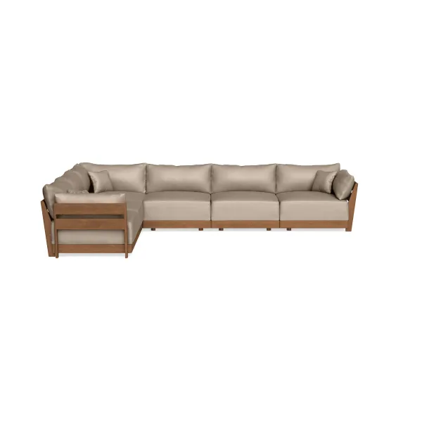 Modular Bondi Espresso 6-Seater Corner Sectional in Oat | Memory Foam Blend