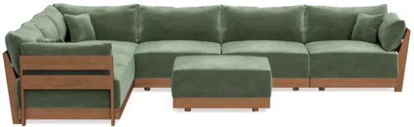 Modular Bondi Espresso 6-Seater Corner Sectional + Ottoman in Rosemary | Memory Foam Blend