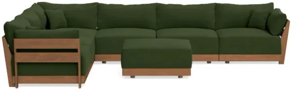 Modular Bondi Espresso 6-Seater Corner Sectional + Ottoman in Tuscan Green | Memory Foam Blend