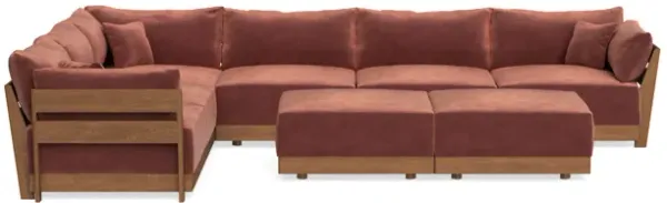 Modular Bondi Espresso 6-Seater Corner Sectional + Bench Ottoman in Spice | Memory Foam Blend