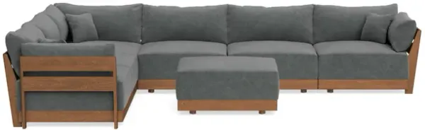 Modular Bondi Espresso 6-Seater Corner Sectional + Ottoman in Chimney Gray | Memory Foam Blend