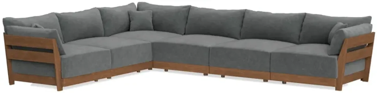 Modular Bondi Espresso 6-Seater Corner Sectional in Chimney Gray | Memory Foam Blend