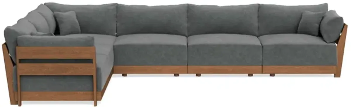 Modular Bondi Espresso 6-Seater Corner Sectional in Chimney Gray | Memory Foam Blend