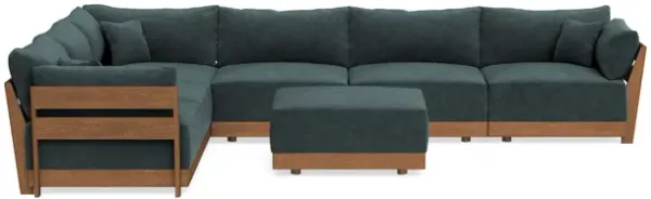 Modular Bondi Espresso 6-Seater Corner Sectional + Ottoman in Nightfall | Memory Foam Blend