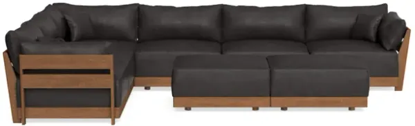Modular Bondi Espresso 6-Seater Corner Sectional + Bench Ottoman in Charcoal | Memory Foam Blend