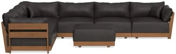 Modular Bondi Espresso 6-Seater Corner Sectional + Ottoman in Charcoal | Memory Foam Blend