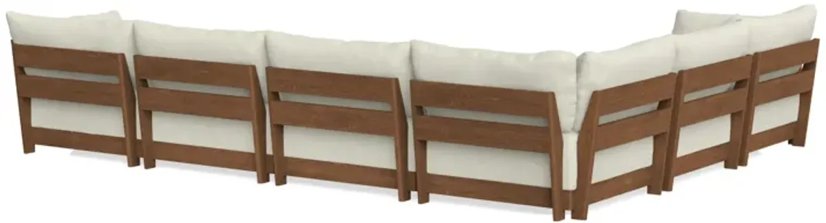 Modular Bondi Espresso 6-Seater Corner Sectional + Bench Ottoman in Eggshell | Memory Foam Blend
