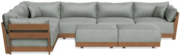 Modular Bondi Espresso 6-Seater Corner Sectional + Bench Ottoman in Storm Gray | Memory Foam Blend