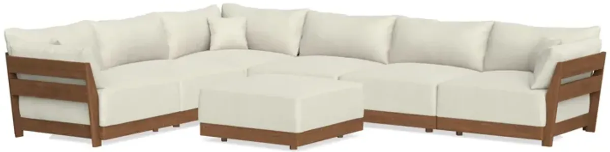Modular Bondi Espresso 6-Seater Corner Sectional + Ottoman in Eggshell | Memory Foam Blend