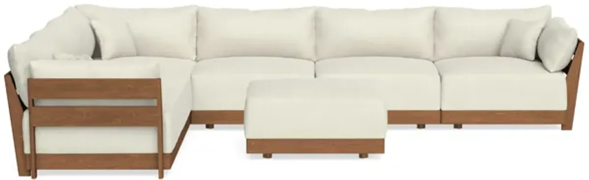 Modular Bondi Espresso 6-Seater Corner Sectional + Ottoman in Eggshell | Memory Foam Blend