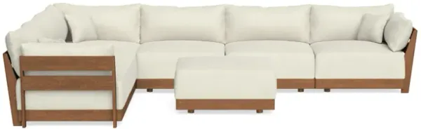 Modular Bondi Espresso 6-Seater Corner Sectional + Ottoman in Eggshell | Memory Foam Blend